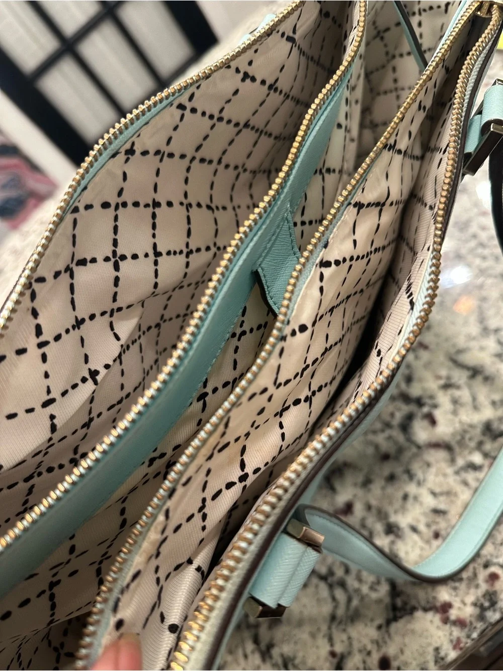 Kate Spade New York Light Blue Mint Saffiano Leather Tote Bag